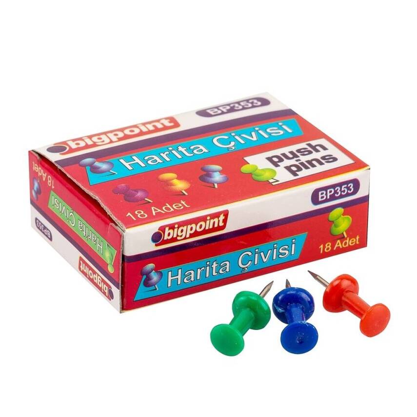 Bigpoint Pano Çivisi Paketi, 18’li Paket, Harita ve Mantar Pano Uyumlu - 1