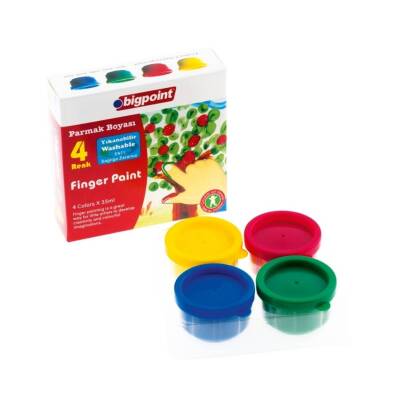 Bigpoint Parmak Boyası Seti, 4 Renkli, Güvenli, Fırça ve Parmak Uyumlu - 1
