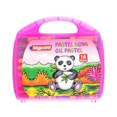 Bigpoint Pastel Boya Seti, Ufalanmaya Dayanıklı, 18 Renk, Pembe Çanta - Bigpoint