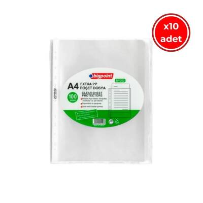Bigpoint Poşet Dosya, 10 Adet, 60 A4 Kapasite, Extra Şeffaf, 100'lü - 1