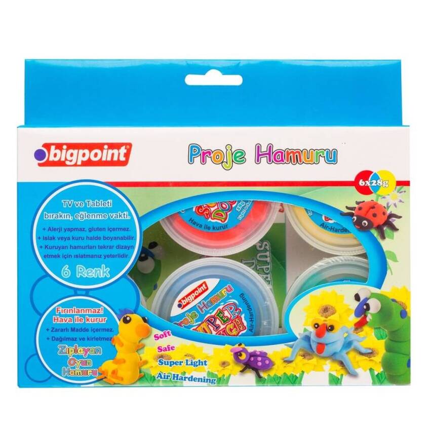 Bigpoint Proje Hamuru, 6 Renk, Boyanabilir, Dağılmaya Dayanıklı, 28 gr - 1