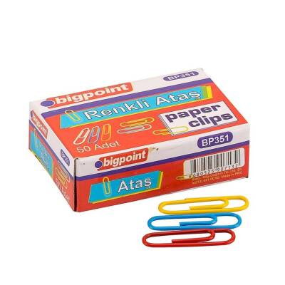 Bigpoint Renkli Ataş No:3, 28mm, PVC Kaplama, 50 Adet, Paslanmaz Yapı - Bigpoint