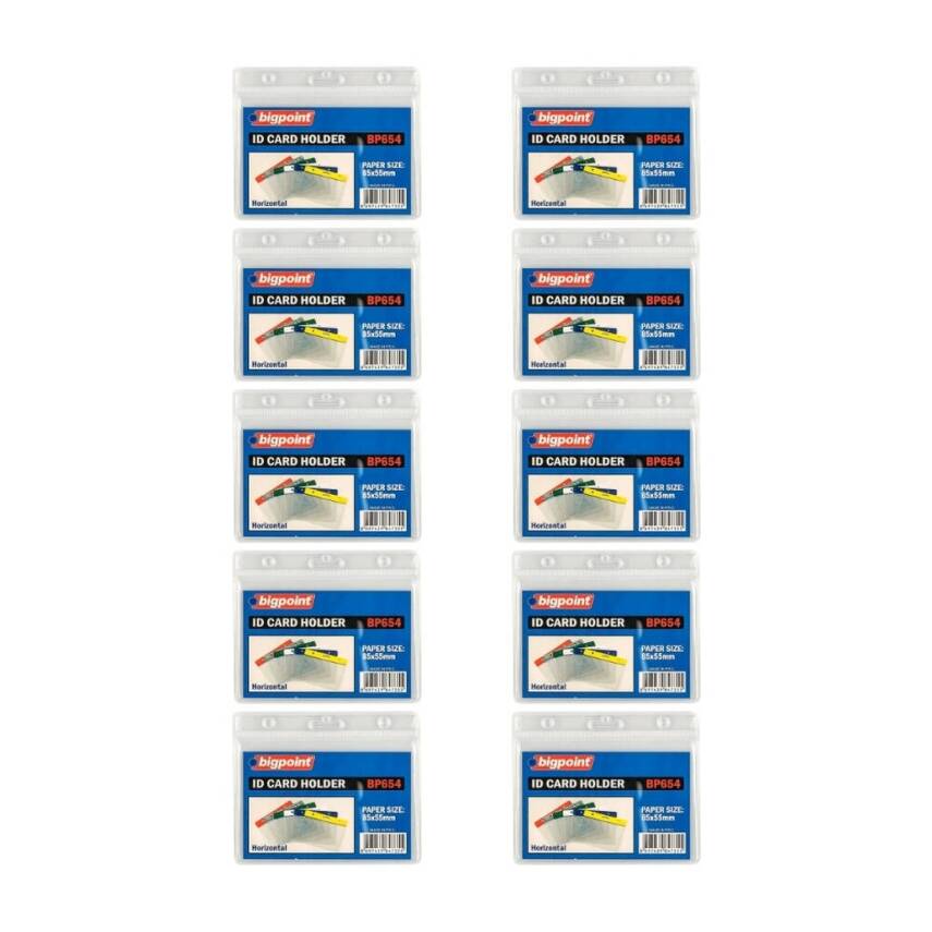 Bigpoint Şeffaf Yaka Kartı Poşeti, 10 Adet, Yatay, 85x55 mm, Dayanıklı - 2