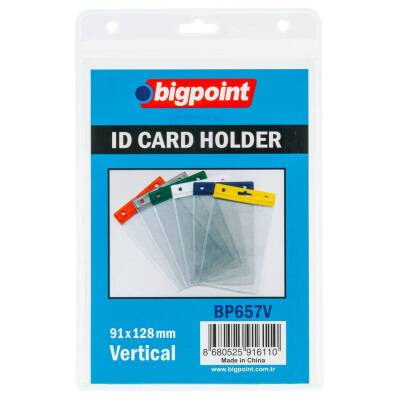 Bigpoint Şeffaf Yaka Kartı Poşeti, Dikey, 91 x 128 mm, Dayanıklı - Bigpoint