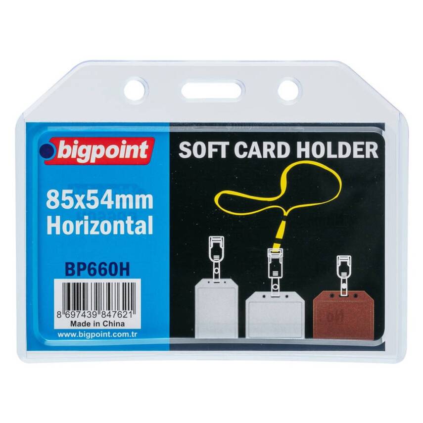 Bigpoint Şeffaf Yaka Kartı Poşeti, Yatay, 85 x 54 mm, Dayanıklı - 1