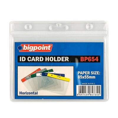 Bigpoint Şeffaf Yaka Kartı Poşeti, Yatay, 85x55 mm, Pratik Kullanım - Bigpoint