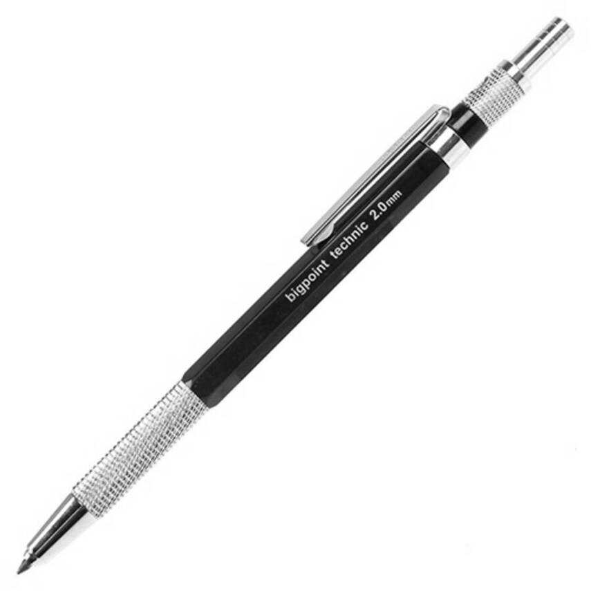 Bigpoint Technic Versatil Kalem, Kumlu Metal Gövde, 2.0 mm, Siyah - 1