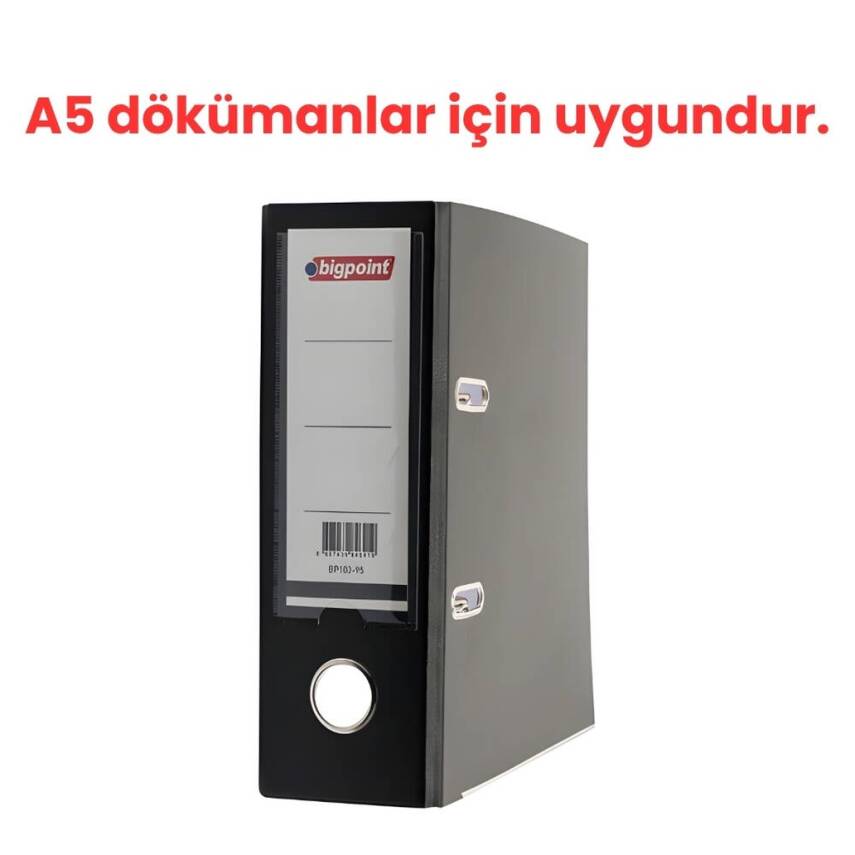 Bigpoint Telgraf Klasör, 2 Halkalı, A5 İle Uyumlu, Düzenleyici, Siyah - 2