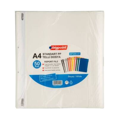Bigpoint Telli Dosya, 10 Adet, 50'li Paket, Standart, A4, Beyaz - 3