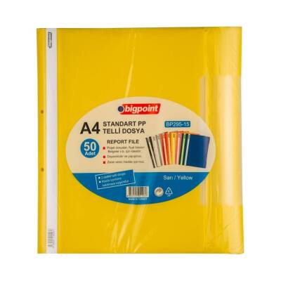 Bigpoint Telli Dosya, 50'li Paket, Standart, A4, Metal Tel, Sarı - 2