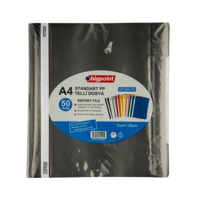 Bigpoint Telli Dosya, 50'li Paket, Standart, A4, Metal Tel, Siyah - 2