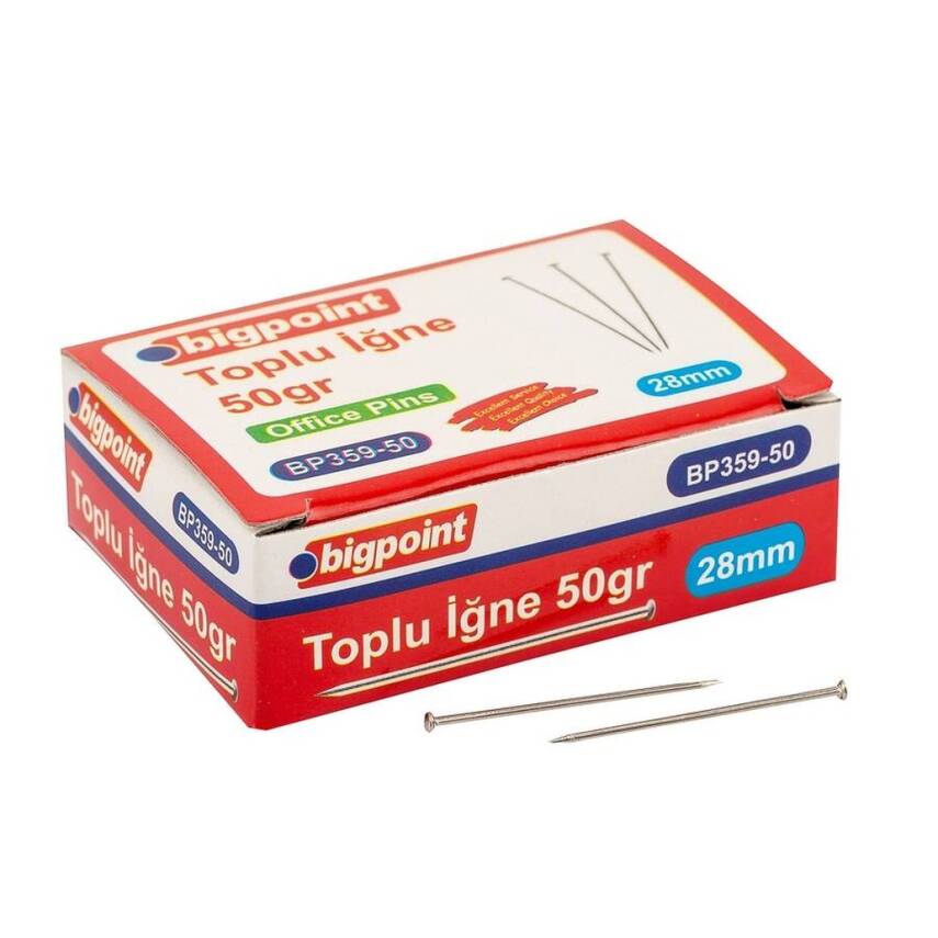 Bigpoint Toplu İğne 50 gr, Nikel Kaplamalı, 28mm, Dayanıklı, Paslanmaz - 1