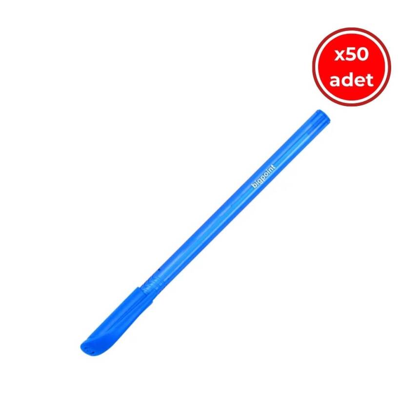 Bigpoint Tükenmez Kalem, 50 Adet, 3 km Yazma, 1.00 mm Uçlu, Mavi - 1