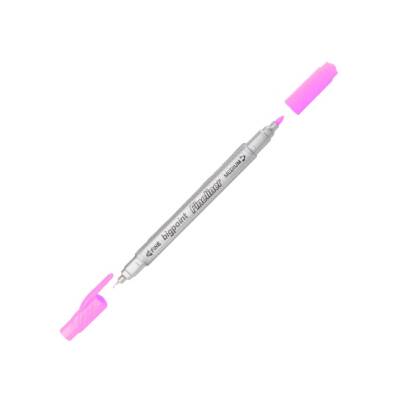 Bigpoint Twin Fineliner Kalem, 0.4 & 1.2 mm Çift Fiber Uç, Pembe - 1