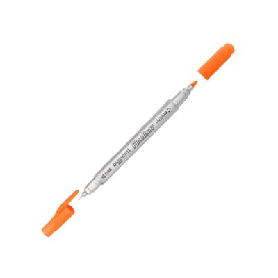 Bigpoint Twin Fineliner Kalem, 0.4 & 1.2 mm Çift Fiber Uç, Turuncu - 1