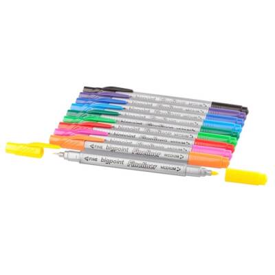 Bigpoint Twin Fineliner Kalem, 0.4 & 1.2 mm Çift Fiber Uç, Turuncu - 2