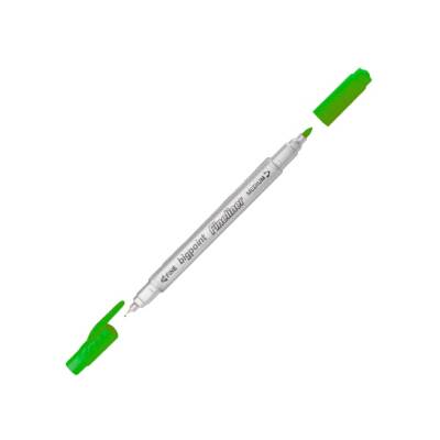 Bigpoint Twin Fineliner Kalem, 0.4 & 1.2 mm Çift Fiber Uç, Yeşil - 1