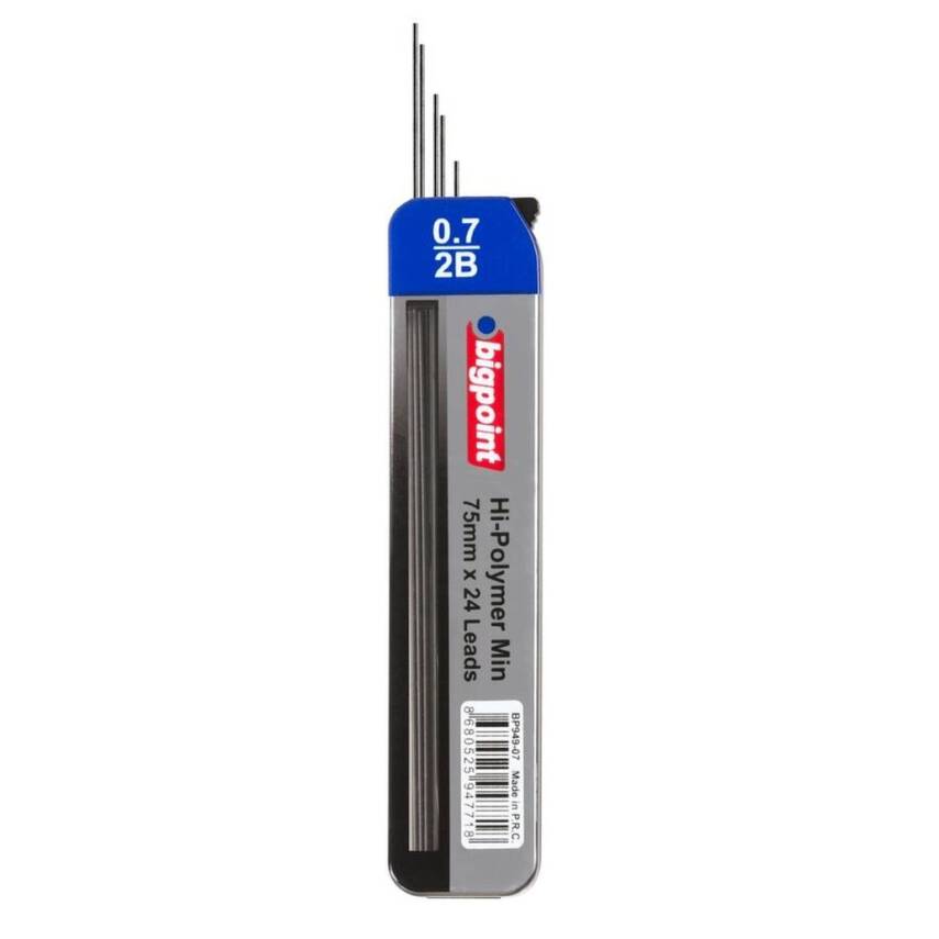 Bigpoint Uçlu Kalem Ucu, 0.7mm, 2B, 24’lü, Hi-Polymer, Kolay Kırılmaz - 1