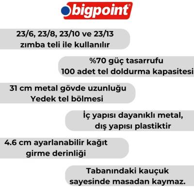 Bigpoint Zımba Makinesi Arşiv Tipi, 100 Yaprak Kapasiteli, Siyah - 3