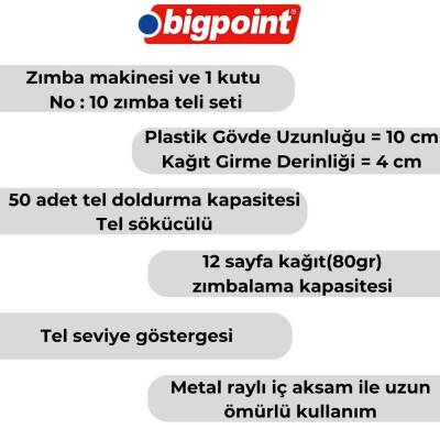 Bigpoint Zımba Makinesi Seti No:10, Mavi, 1000 Adet No:10 Teli Dahil - 2
