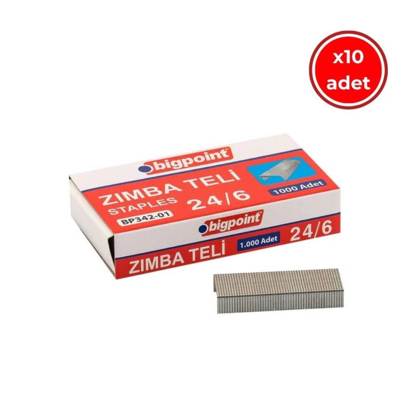 Bigpoint Zımba Teli 1000 Adet 24/6 - 26/6, 10 Adet, Zımba ile Uyumlu - 1