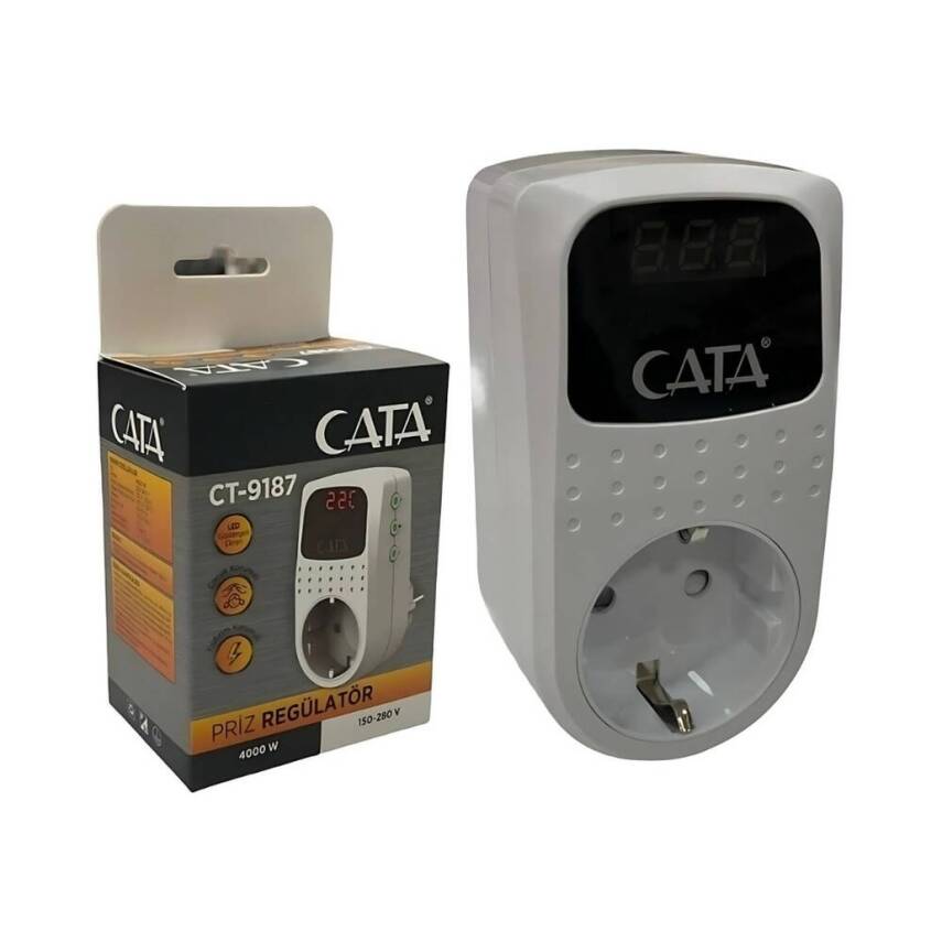 Cata CT-9187 Priz Regülatör, 150-280 V, 4000 Watt, Güçlü Voltaj Koruma - 1