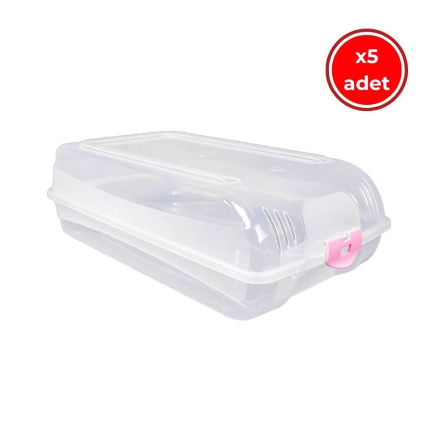 Decobella Ayakkabı Koruma Kutusu, 5 Adet, İstiflenebilir, Pembe - 1