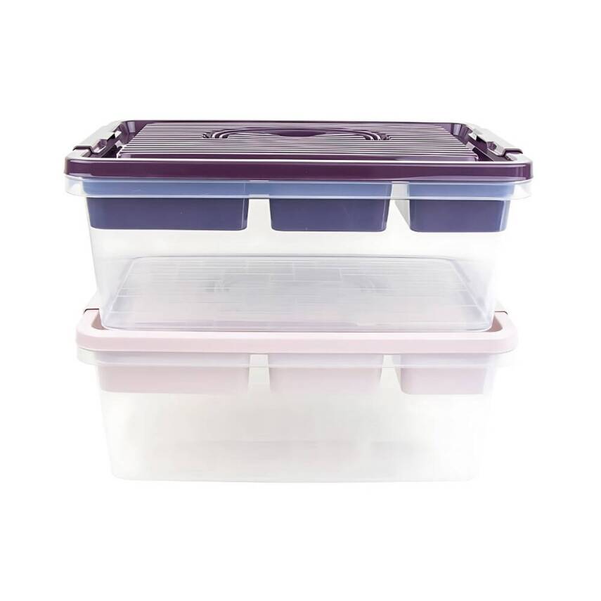 Decobella Çok Amaçlı Düzenleyici Kutu, Kilitli Kapak Organizer, Beyaz - 2