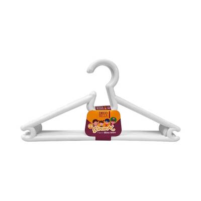 Decobella Plastik Çocuk Elbise Askısı, Beyaz, Hafif, Dayanıklı, 6’lı - 1