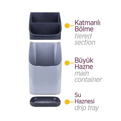 Decobella Tezgah Üstü Kaşıklık, Bölmeli, Süzülebilir Alt Hazneli Model - 4