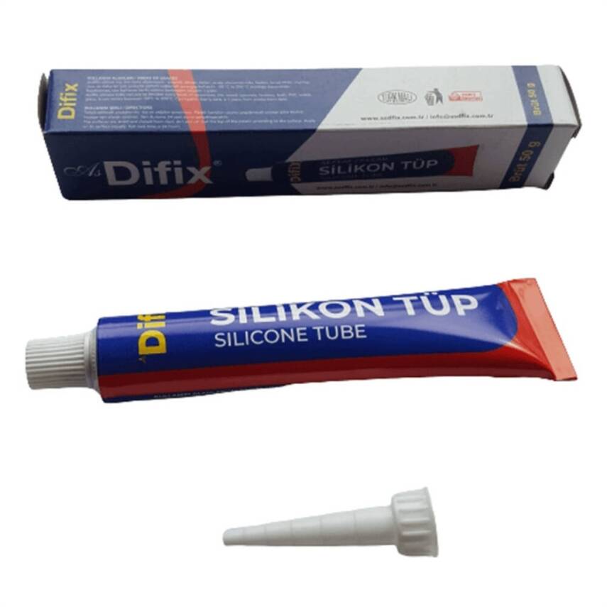 Difix Silikon Tüp, 50 gr, Şeffaf Suya ve Isıya Dayanıklı, Çok Amaçlı - 1