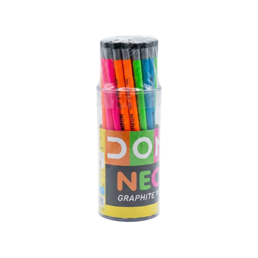 Doms Neon Kurşun Kalem 36'lı Kavanoz, Renkli ve Dayanıklı Set - 1