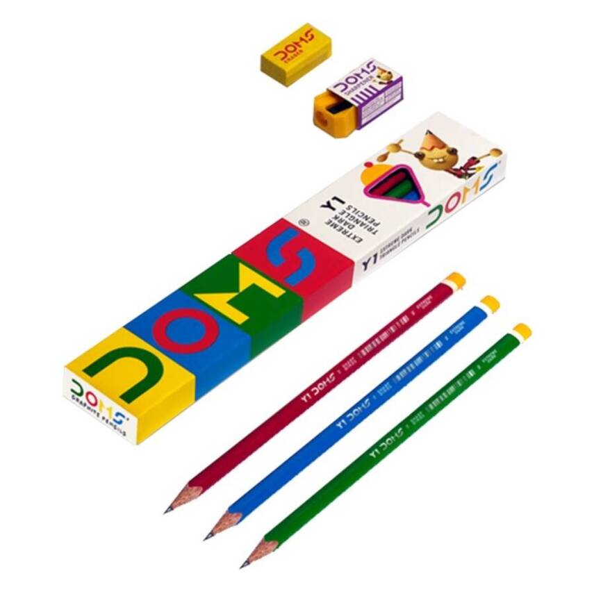 Doms Y1 Kurşun Kalem 12'li + Silgi + Kalemtraş Seti, Pratik Kullanım - 1