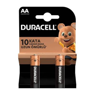 Duracell AA Alkalin Kalem Pil, 2'li, Uzun Ömürlü ve Dayanıklı Güç - Duracell