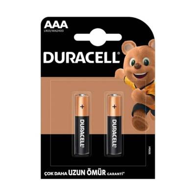 Duracell AAA İnce Alkalin Kalem Pil, 2'li, Uzun Ömürlü ve Dayanıklı - Duracell