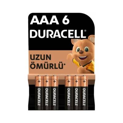 Duracell AAA İnce Alkalin Kalem Pil, 6'lı, Uzun Ömürlü ve Dayanıklı - Duracell