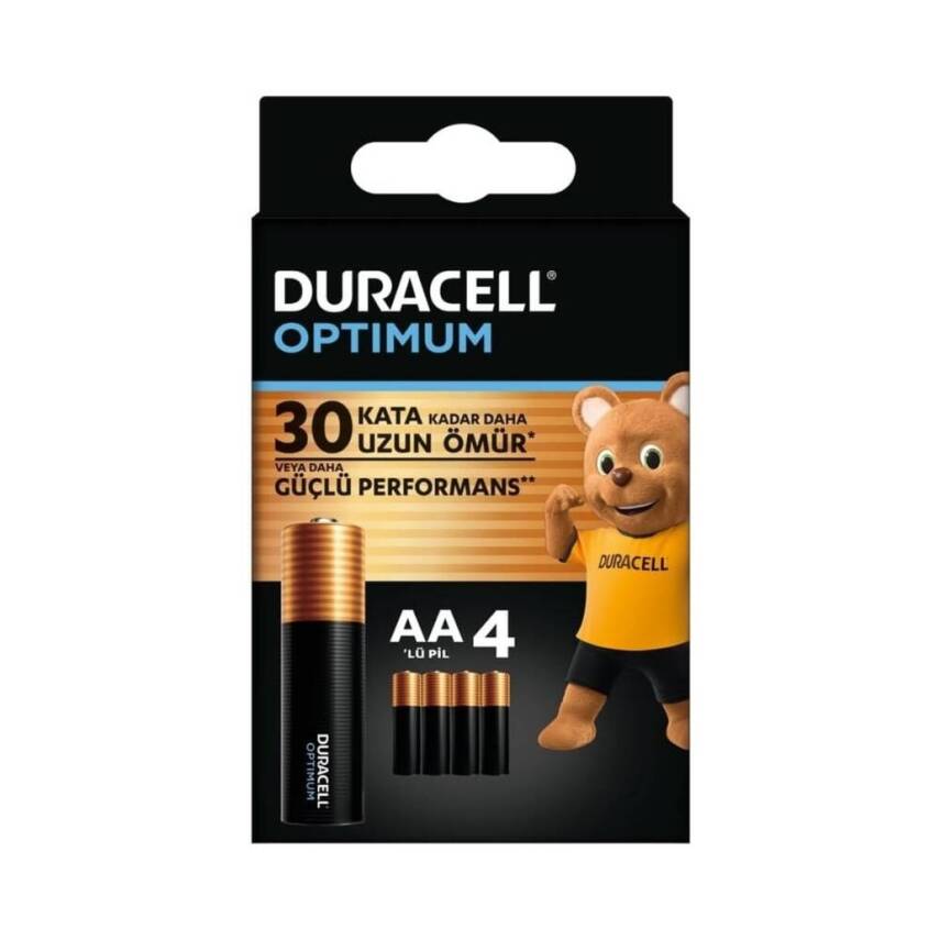 Duracell Optimum AA Alkalin Kalem Pil, 4'lü, 1.5V, Uzun Ömürlü Güç - 1