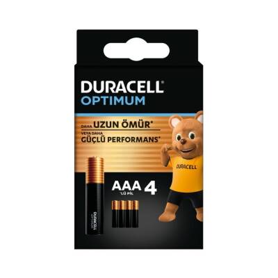 Duracell Optimum AAA Alkalin İnce Kalem Pil, 1.5V 4'lü, Uzun Ömürlü - Duracell