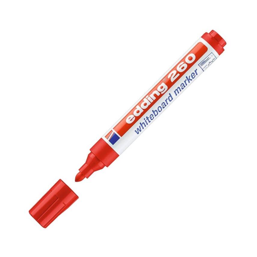Edding E-260 Beyaz Tahta Kalemi , 1.5-3 mm, Yuvarlak Uçlu, Kırmızı - 1