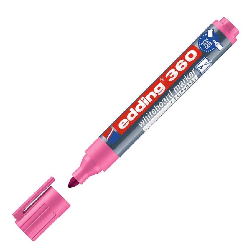 Edding E-360 Cap Off Beyaz Tahta Kalemi, Yuvarlak 1,5-3 mm Uç, Pembe - 1
