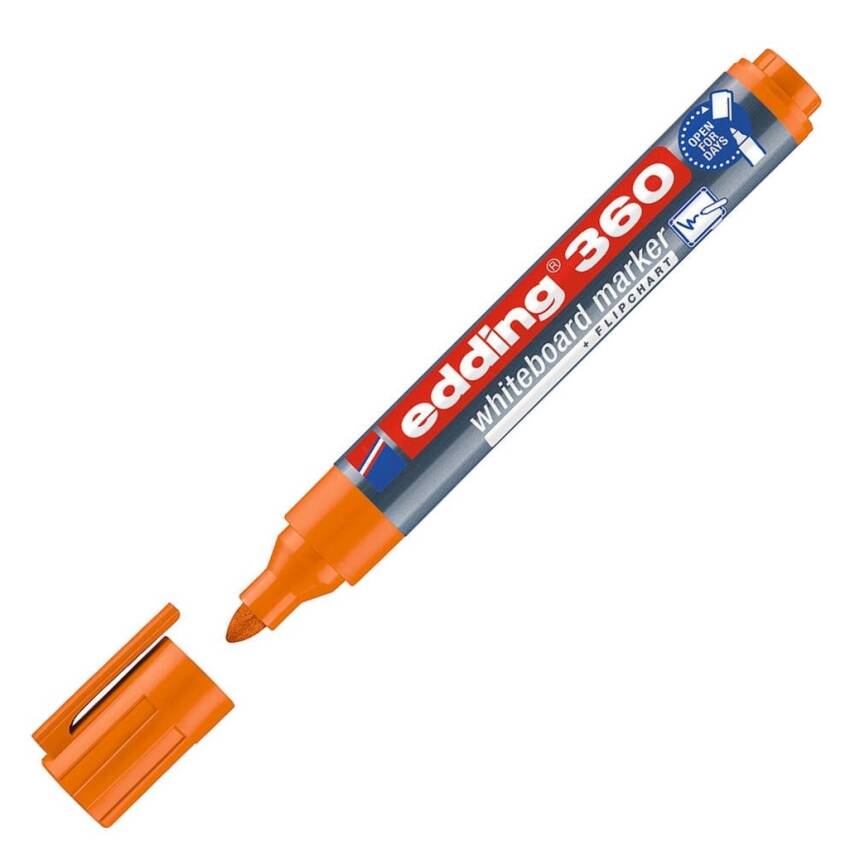 Edding E-360 Cap Off Beyaz Tahta Kalemi, Yuvarlak 1,5-3 mm Uç, Turuncu - 1