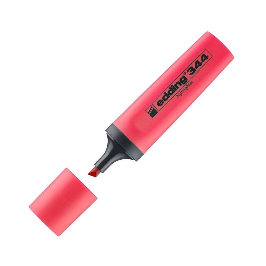 Edding E-344 Fosforlu Kalem, 2-5 mm, Kesik Uçlu, Kırmızı(Nar Çiçeği) - 1