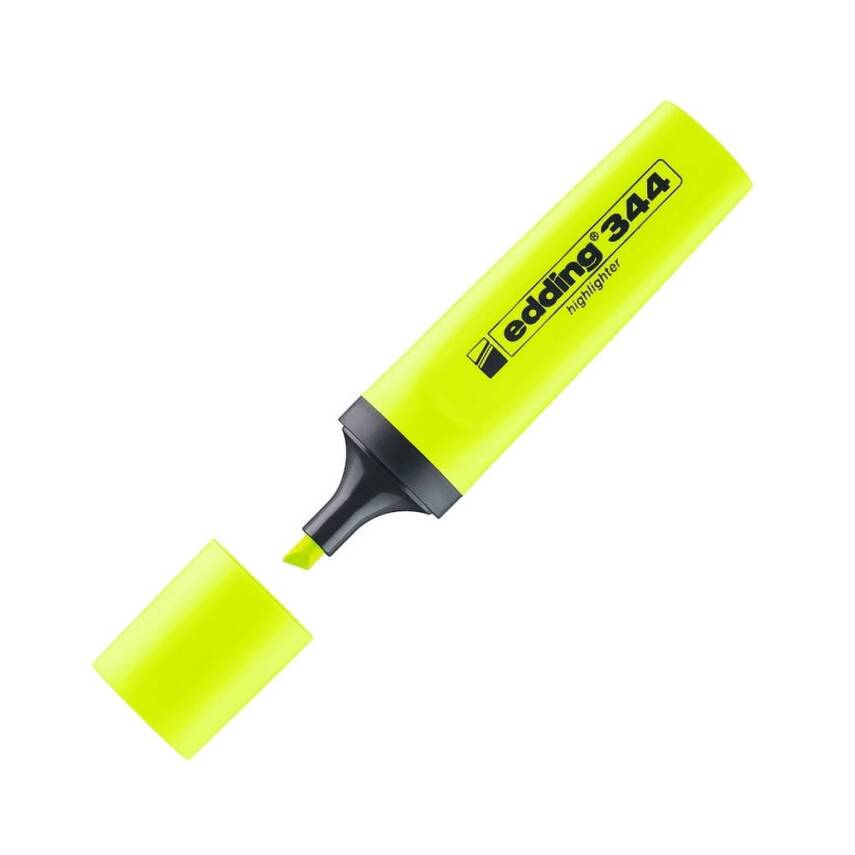 Edding E-344 Fosforlu Kalem, 2-5 mm, Kesik Uçlu, Doldurulabilir, Sarı - 1