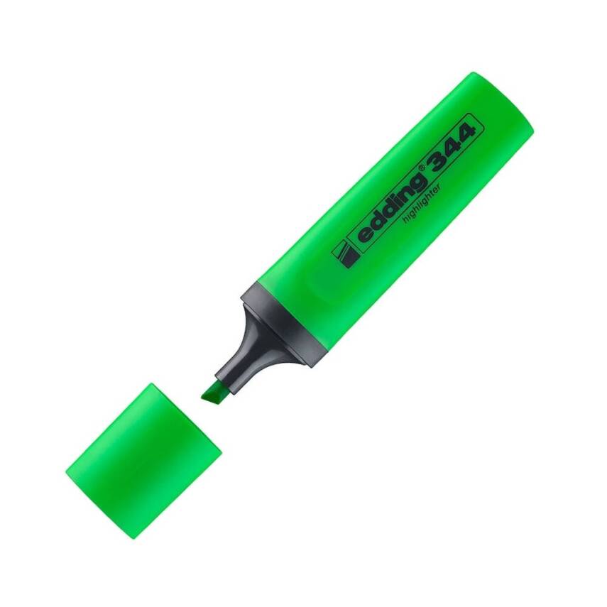 Edding E-344 Fosforlu Kalem, 2-5 mm, Kesik Uç, Doldurulabilir, Yeşil - 1