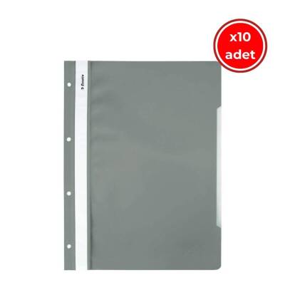 Esselte Telli Dosya, 10 Adet, 50'li Paket, A4, 4 Delikli, Gri - 1