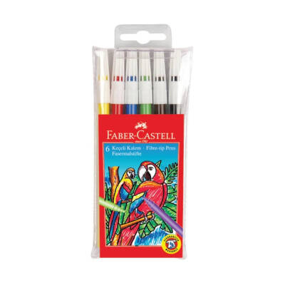 Faber Castell Comfort Keçeli Kalem, Fırça Uçlu, 12 Renk, Canlı Renkler - Faber Castell