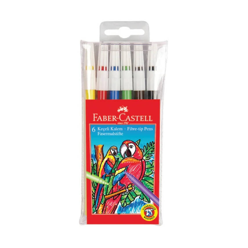Faber Castell Keçeli Kalem, 6 Renk, Su Bazlı, Canlı Renkler - 1