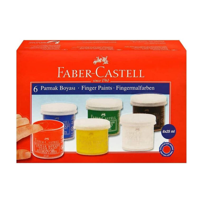 Faber Castell Parmak Boyası, 25ml x 6 Renk, Yüksek Kaliteli - 1