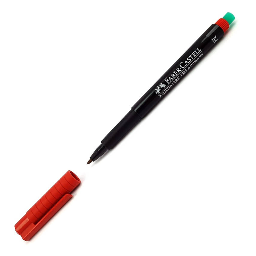 Faber Castell Permanent Kalem, M Boy, Solmayan Mürekkep, Kırmızı - 1