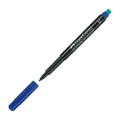 Faber Castell Permanent Kalem, M Boy, Solmayan Mürekkep, Mavi - Faber Castell